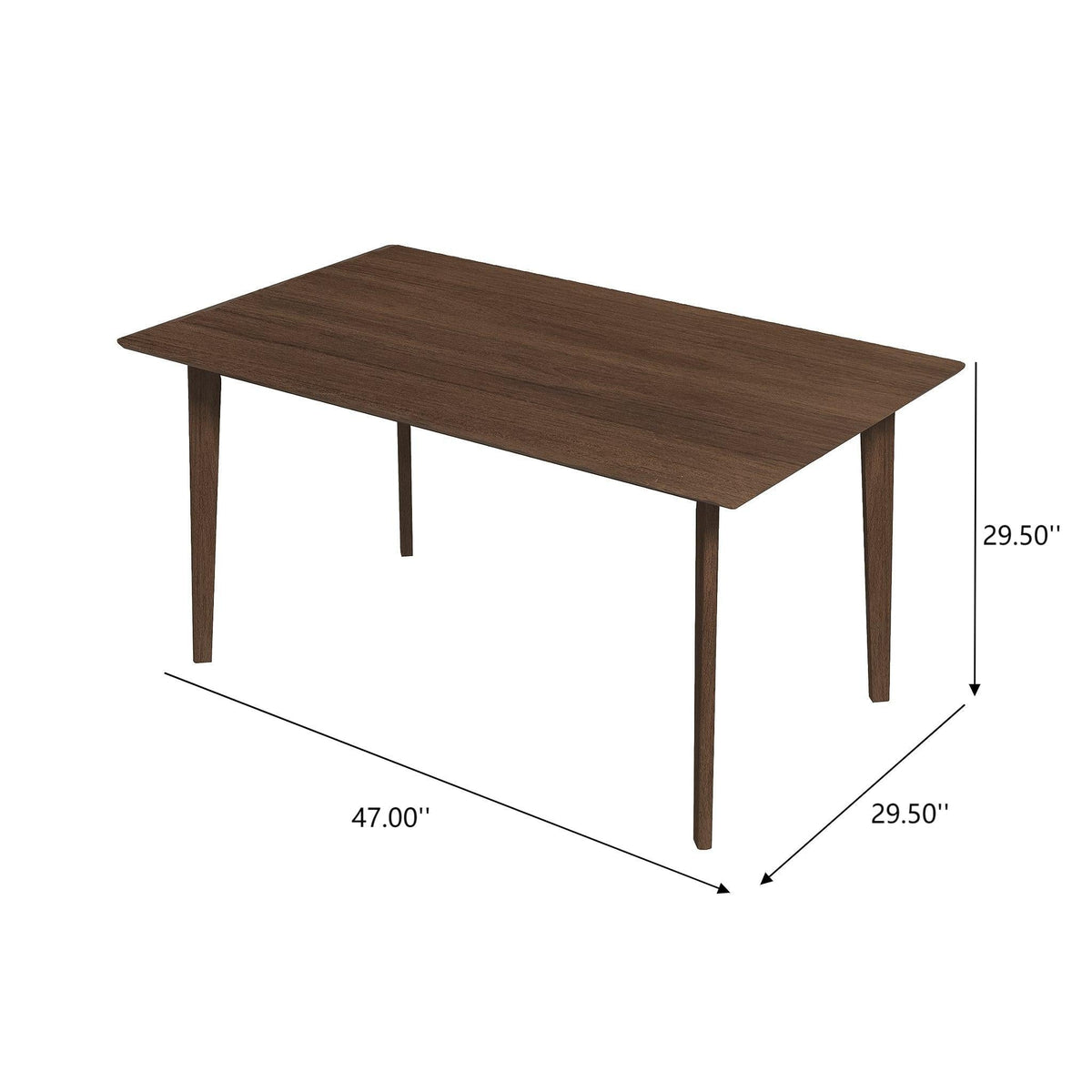 Levi rectangular dining table dark brown wood, 47 in long on Tampa Home & Garden Store