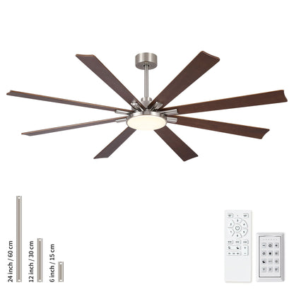 Ceiling fan with 8 wood blades, dimmable LED light, remote, reversible DC motor HouseOfZazla on Tampa Home & Garden Store