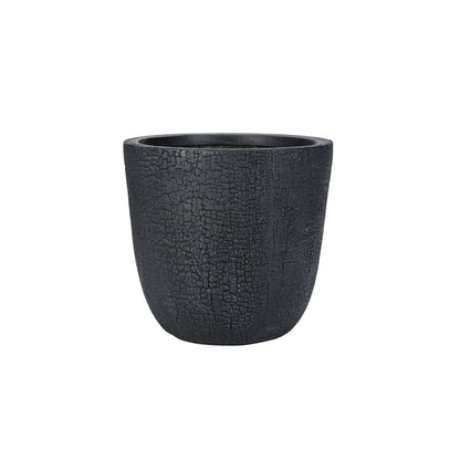 U_STYLE Lightweight MGO Planter set of 3 by HouseOfZazla, black crackle-textured finish on Tampa Home & Garden Store