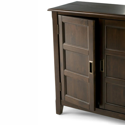 Burlington handcrafted low storage cabinet dark espresso wood with paneled doors on Tampa Home & Garden Store
