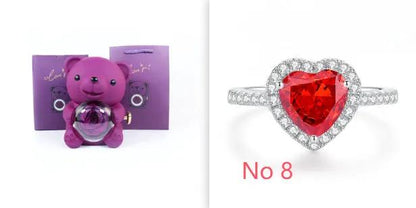 Purple teddy bear gift box with rose necklace and heart red gemstone ring by FLIPSTYLEZLLC on Tampa Home & Garden Store