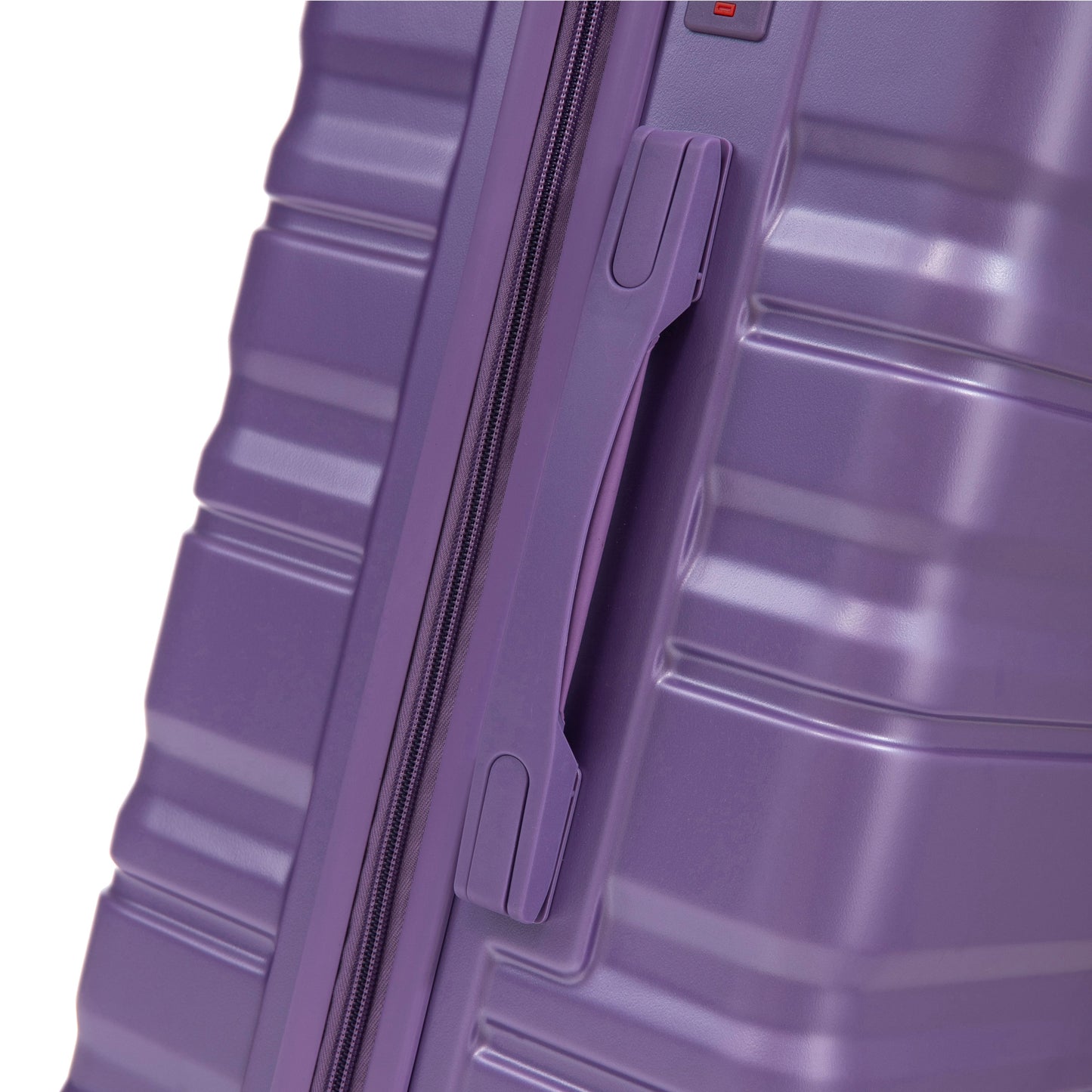 HIFINE Tourist 3-Piece ABS Spinner Luggage Set purple, close-up zipper and shell on Tampa Home & Garden Store