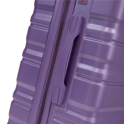 HIFINE Tourist 3-Piece ABS Spinner Luggage Set purple, close-up zipper and shell on Tampa Home & Garden Store