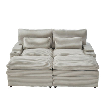 Convertible Loveseat With Usb and Storage Sofa