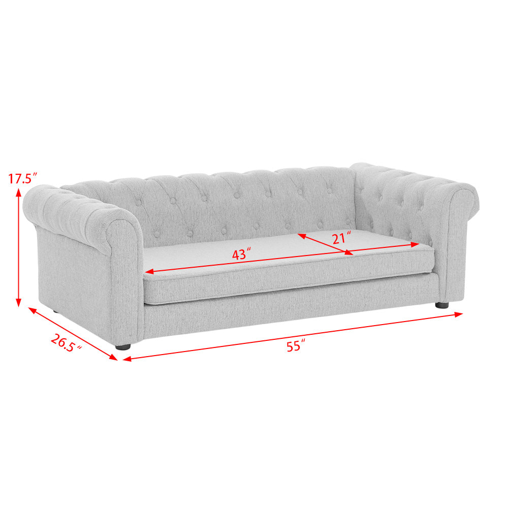 Elegant Rectangular Pet Bed for Oversized Dogs, gray tufted fabric, HouseOfZazla on Tampa Home & Garden Store