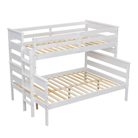 Wood Twin Over Full Bunk Bed in White with Ladder and Guard Rails on Tampa Home & Garden Store