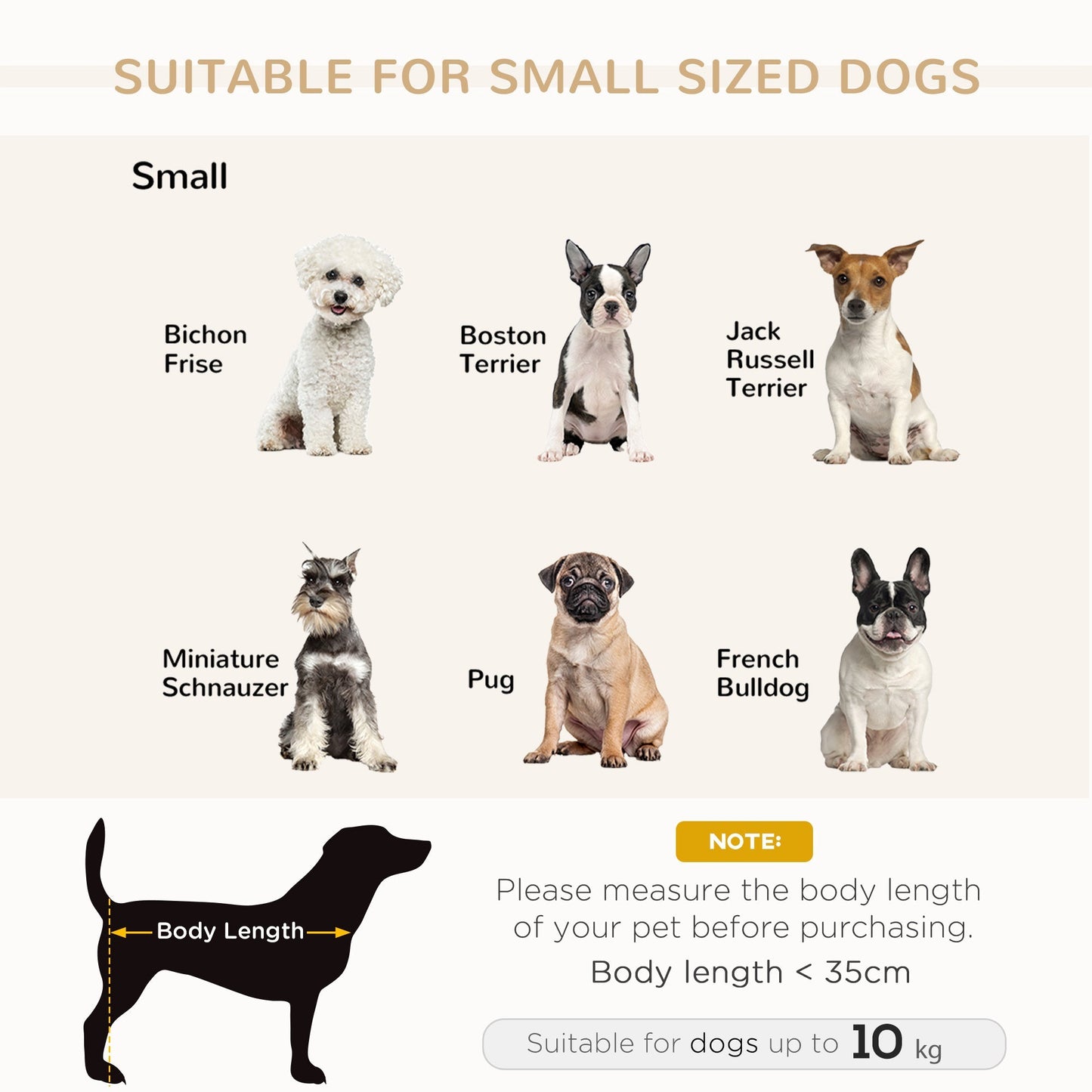 PawHut Luxury Fancy Dog Bed for Small Dogs with Hidden Storage collage of small breeds on Tampa Home & Garden Store