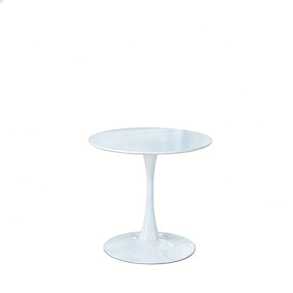Mid-Century Tulip dining table with round white top and pedestal base on Tampa Home & Garden Store