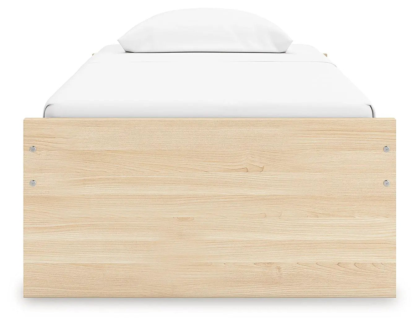 Onita platform bed frame in natural oak with a clean solid footboard by Unique Piece Furniture on Tampa Home & Garden Store