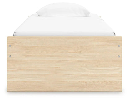 Onita platform bed frame in natural oak with a clean solid footboard by Unique Piece Furniture on Tampa Home & Garden Store