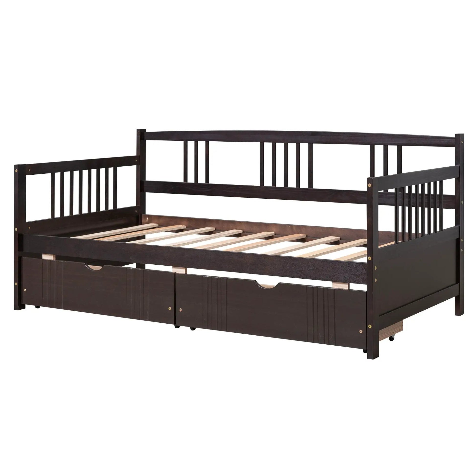 Multifunctional Modern Daybed in dark wood with built-in storage drawers on Tampa Home & Garden Store