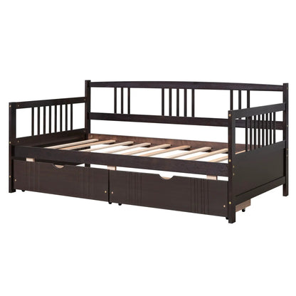 Multifunctional Modern Daybed in dark wood with built-in storage drawers on Tampa Home & Garden Store