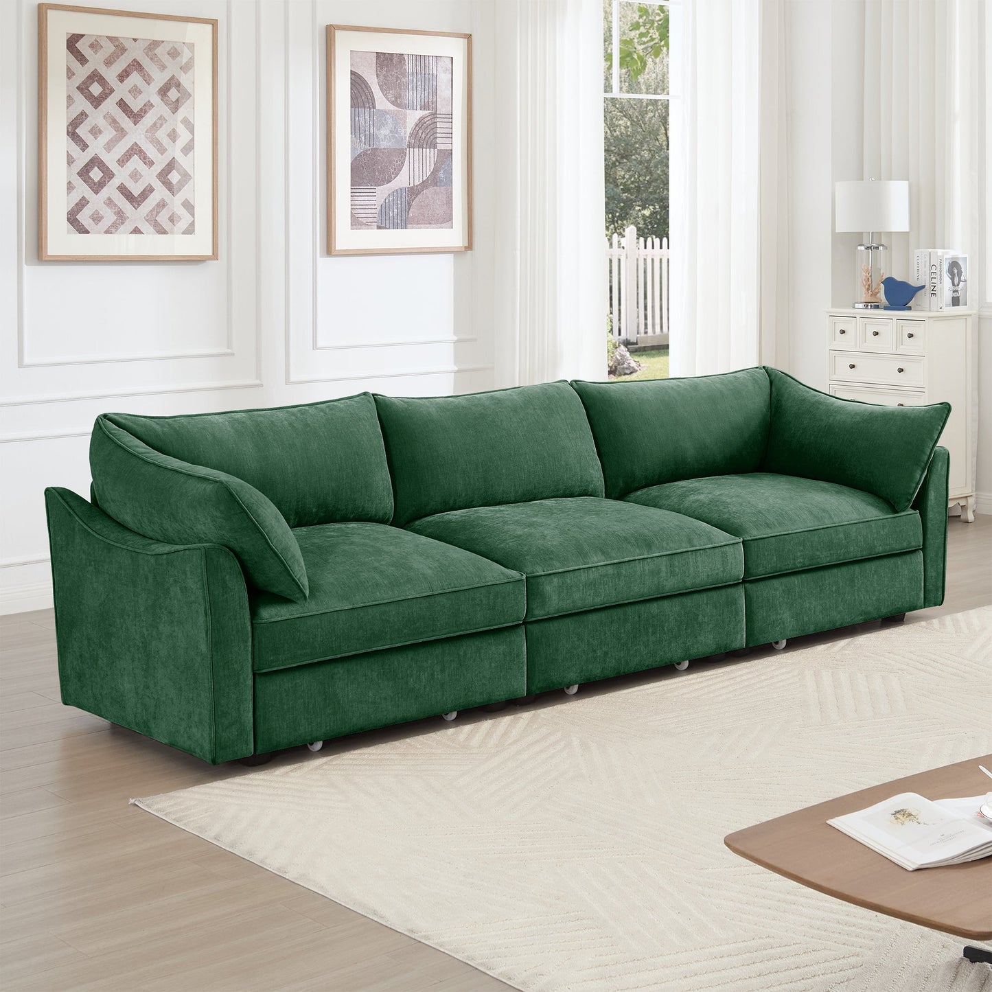 3 Seater Sofa with Pull Out Storage Drawers