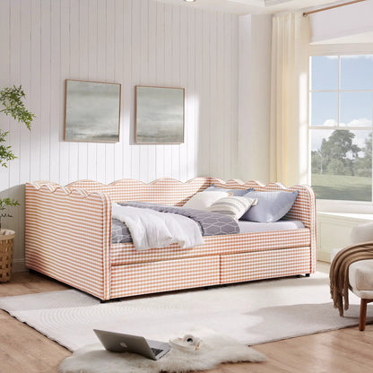 Gingham Daybed With USB Port and Wave Design