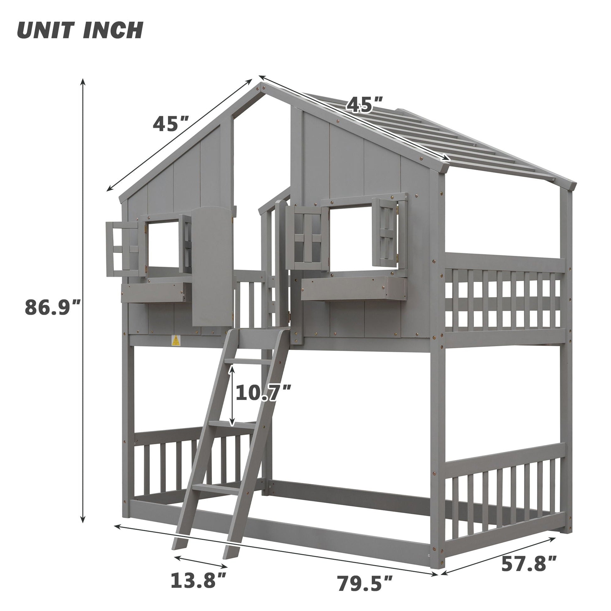 House Bunk Bed with Roof, Window, Window Box, Door, safety guardrails and ladder by HouseOfZazla on Tampa Home & Garden Store