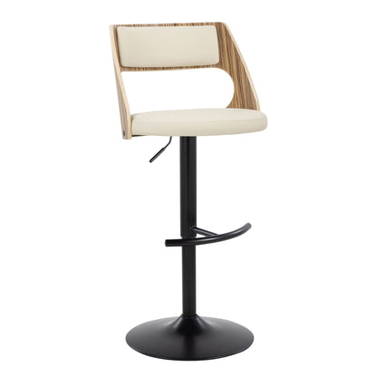 Cecina Contemporary Barstool, Set of 2 beige padded seat with zebrawood back and black base on Tampa Home & Garden Store