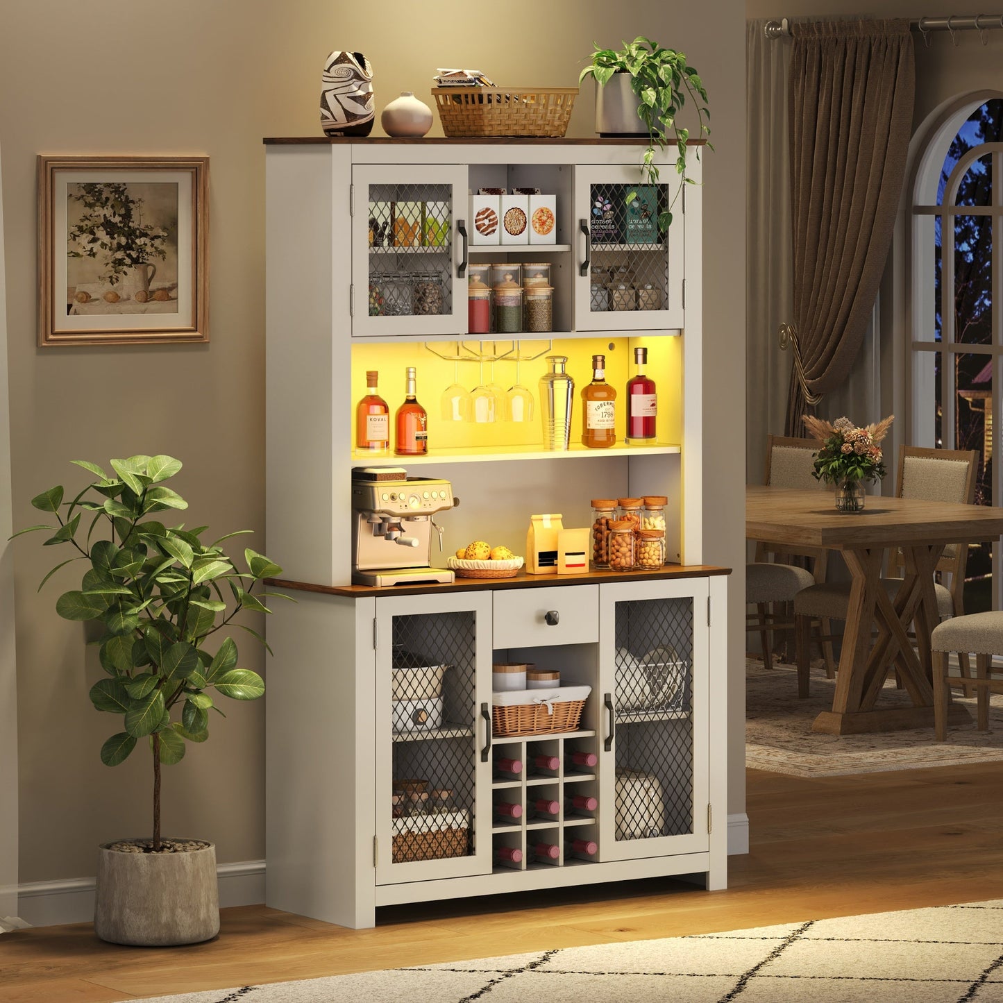 Tall Farmhouse Kitchen Pantry Storage Cabinet