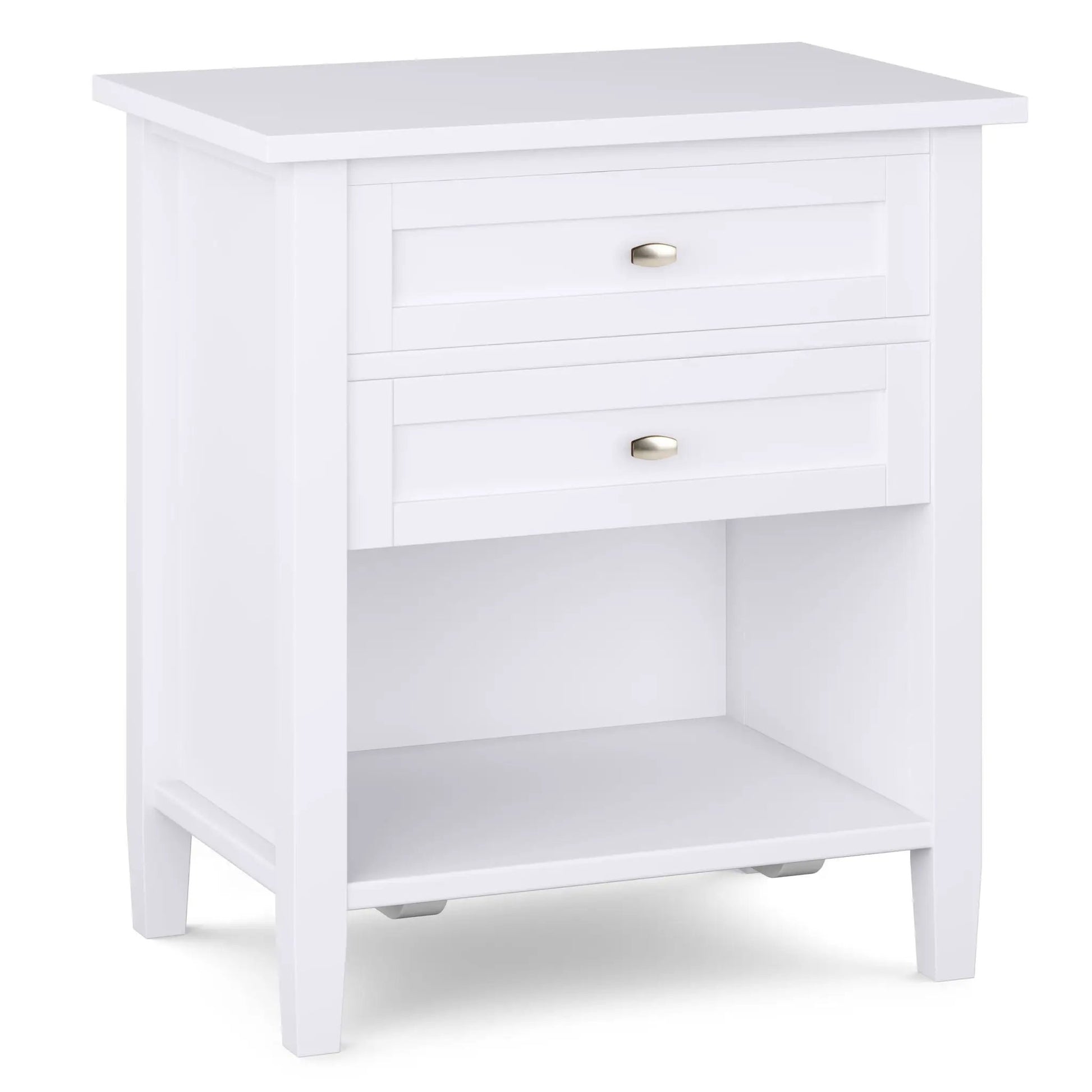 Warm Shaker bedside table white finish with brass knob, accent nightstand by Unique Piece on Tampa Home & Garden Store