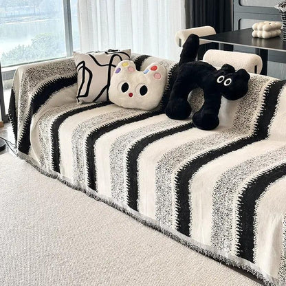 Sofa slipcover black and white striped, non-slip by FLIPSTYLEZLLC on Tampa Home & Garden Store