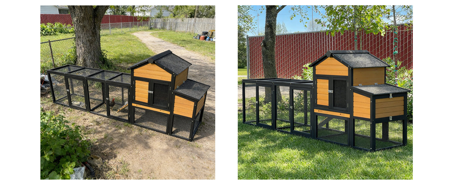 Large Outdoor Solid Wood Chicken Coop and Run