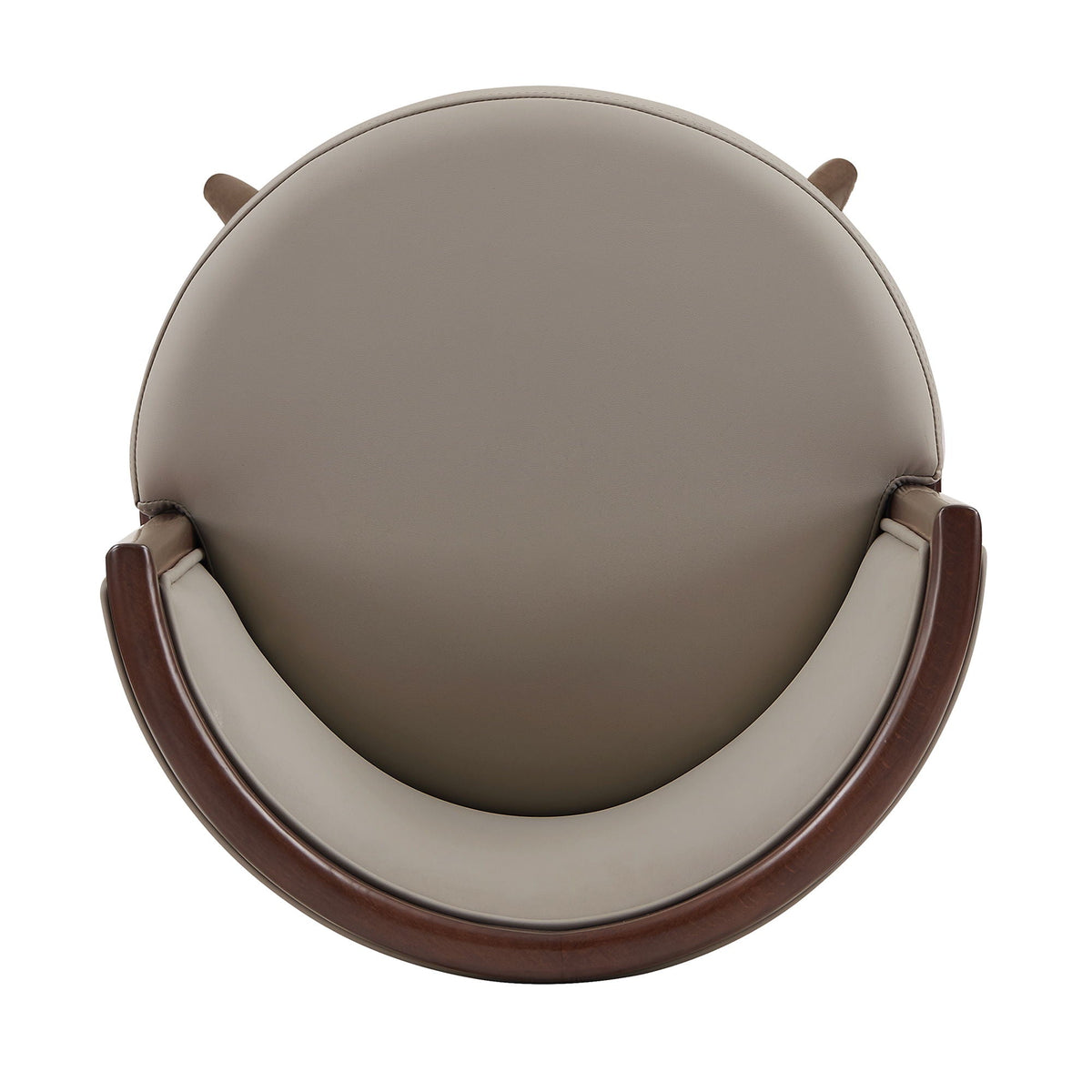 Evalyn Barstool taupe leather with curved back and wood arms, bar height 28–30 in HouseOfZazla on Tampa Home & Garden Store