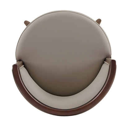 Evalyn Barstool taupe leather with curved back and wood arms, bar height 28–30 in HouseOfZazla on Tampa Home & Garden Store