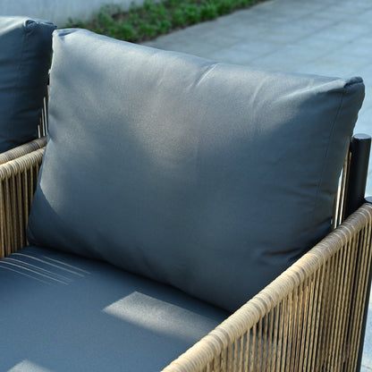 2-piece outdoor wicker sofa set in brown with grey cushions by HouseOfZazla on Tampa Home & Garden Store
