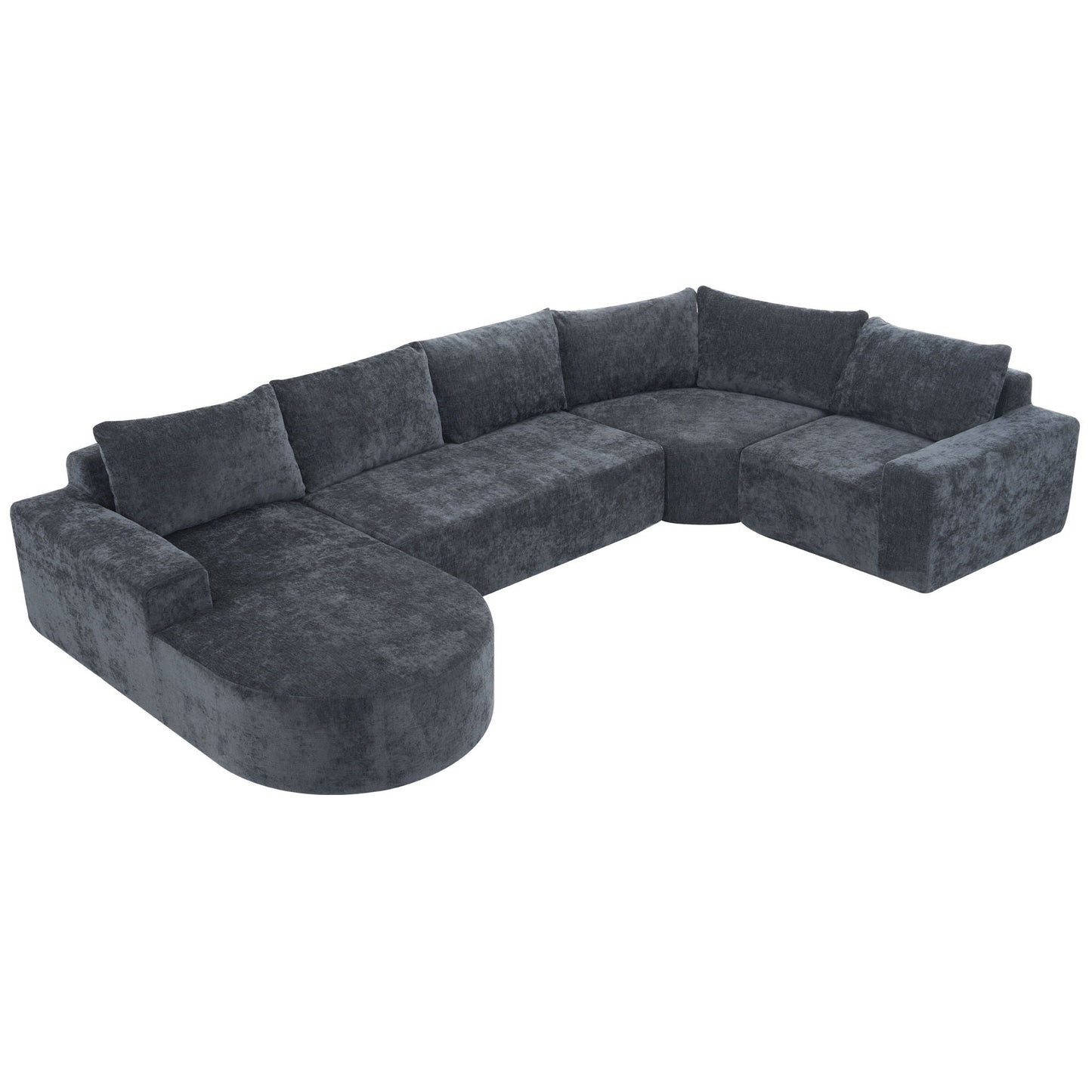 Modular Cloud Sectional Sofa Set in dark gray velvet, U-shaped with deep seats by HouseOfZazla on Tampa Home & Garden Store