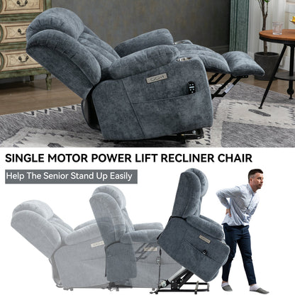 Chenille and power lift recliner with heating