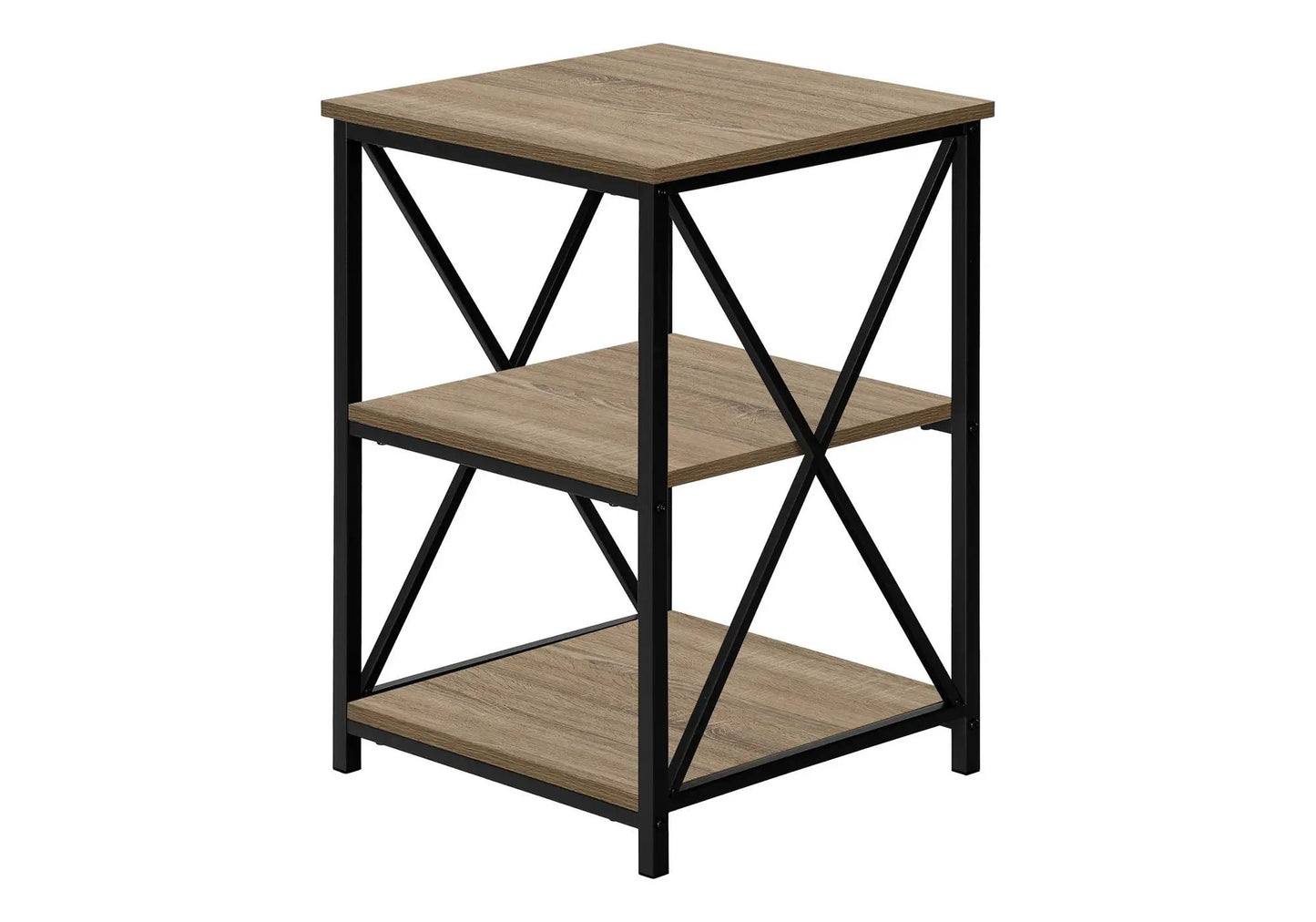 3 Tier Accent Table with wood look shelves and black metal frame by Unique Piece Furniture on Tampa Home & Garden Store