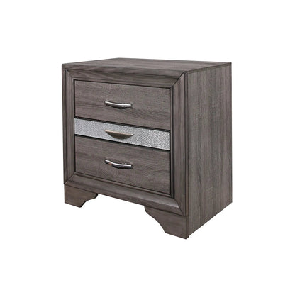 Ryder Sparkle Nightstand Gray With Three Drawers