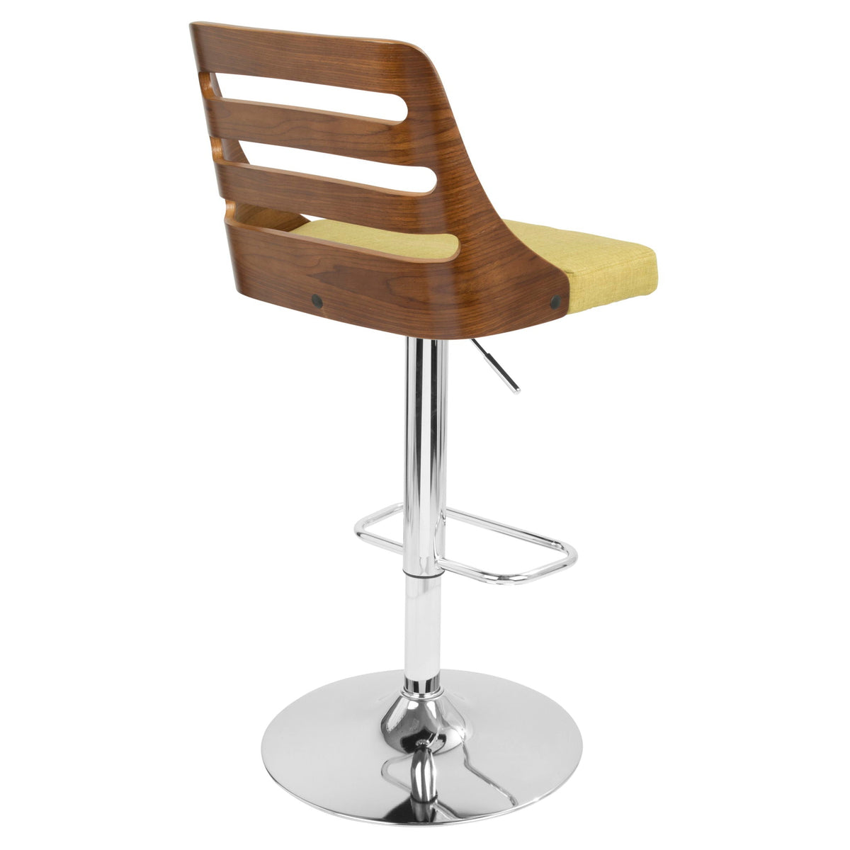 Mid-Century adjustable swivel barstool green with wood back and chrome base by HouseOfZazla on Tampa Home & Garden Store