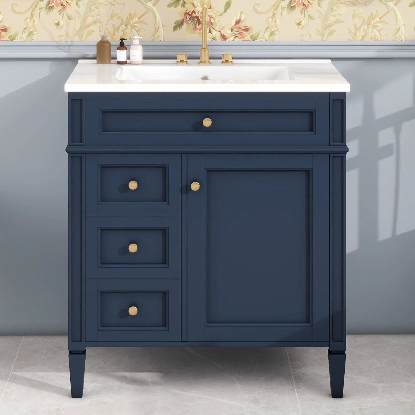 Bathroom Vanity With Top Sink and Storage Cabinet