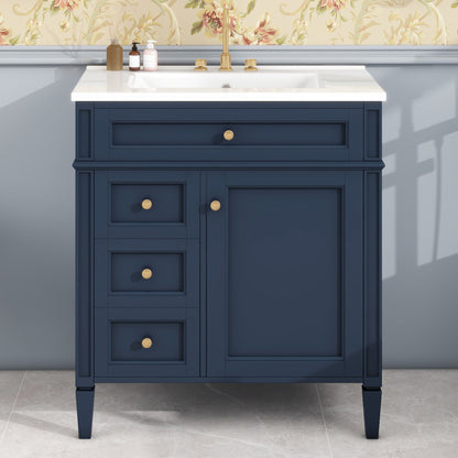 Solid Wood Bathroom Vanity and Two Drawers