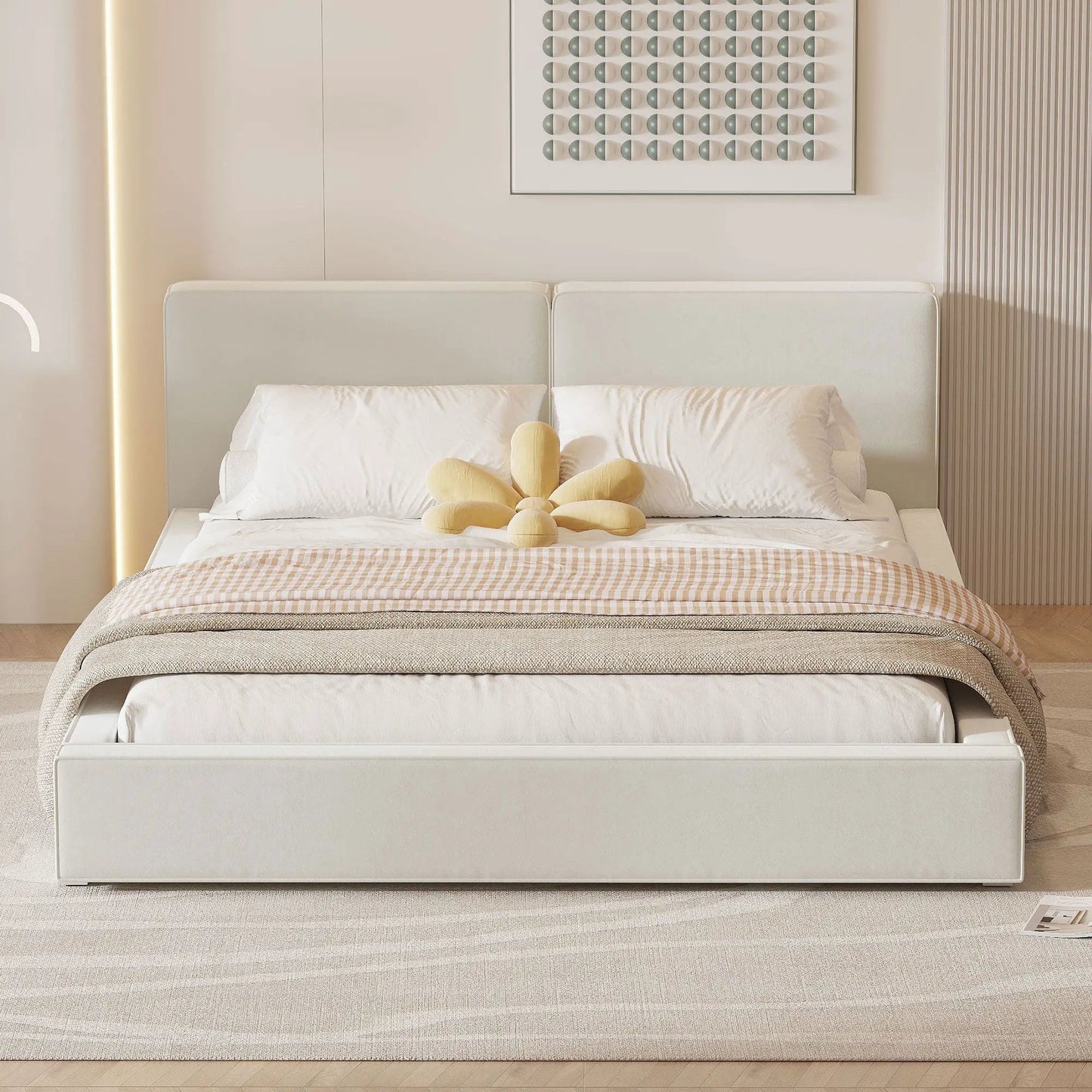 Upholstered Platform Bed With Solid Frame