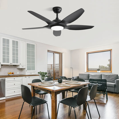 Ceiling fan with dimmable LED light and remote, black 5-blade DC motor, HouseOfZazla on Tampa Home & Garden Store