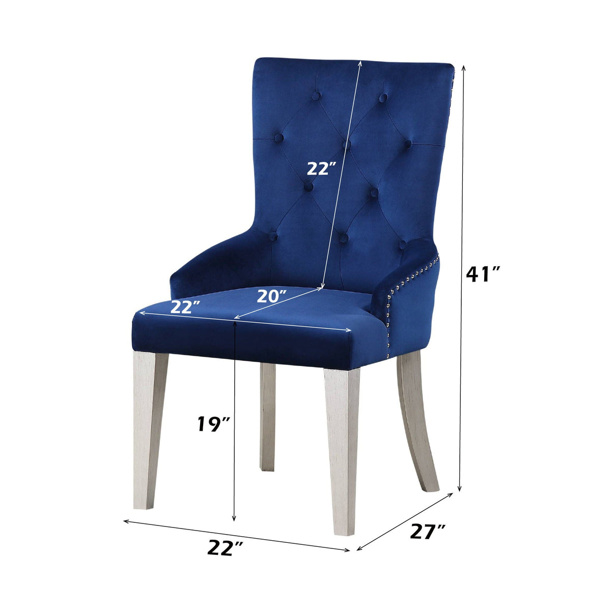 Blue tufted high-back side chair for kids with nailhead trim by HouseOfZazla on Tampa Home & Garden Store