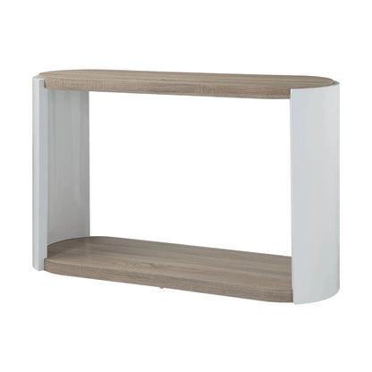 Zoma high gloss sofa table oak white curved top with white legs, Unique Piece Furniture on Tampa Home & Garden Store