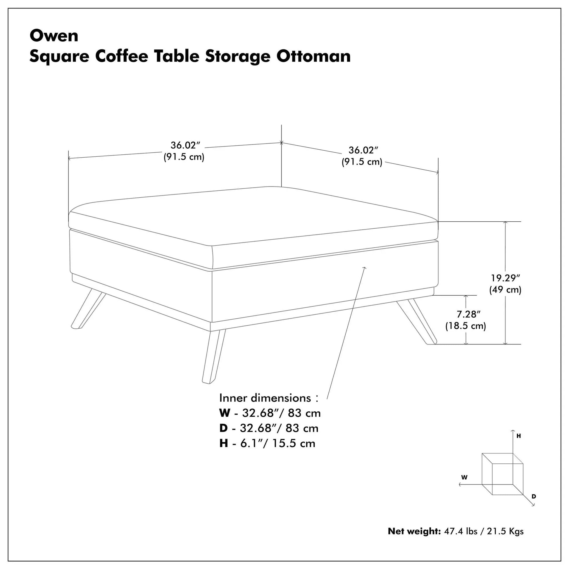 Owen Square Coffee Table Storage Ottoman Distressed Chestnut Brown Unique Piece Furniture on Tampa Home & Garden Store