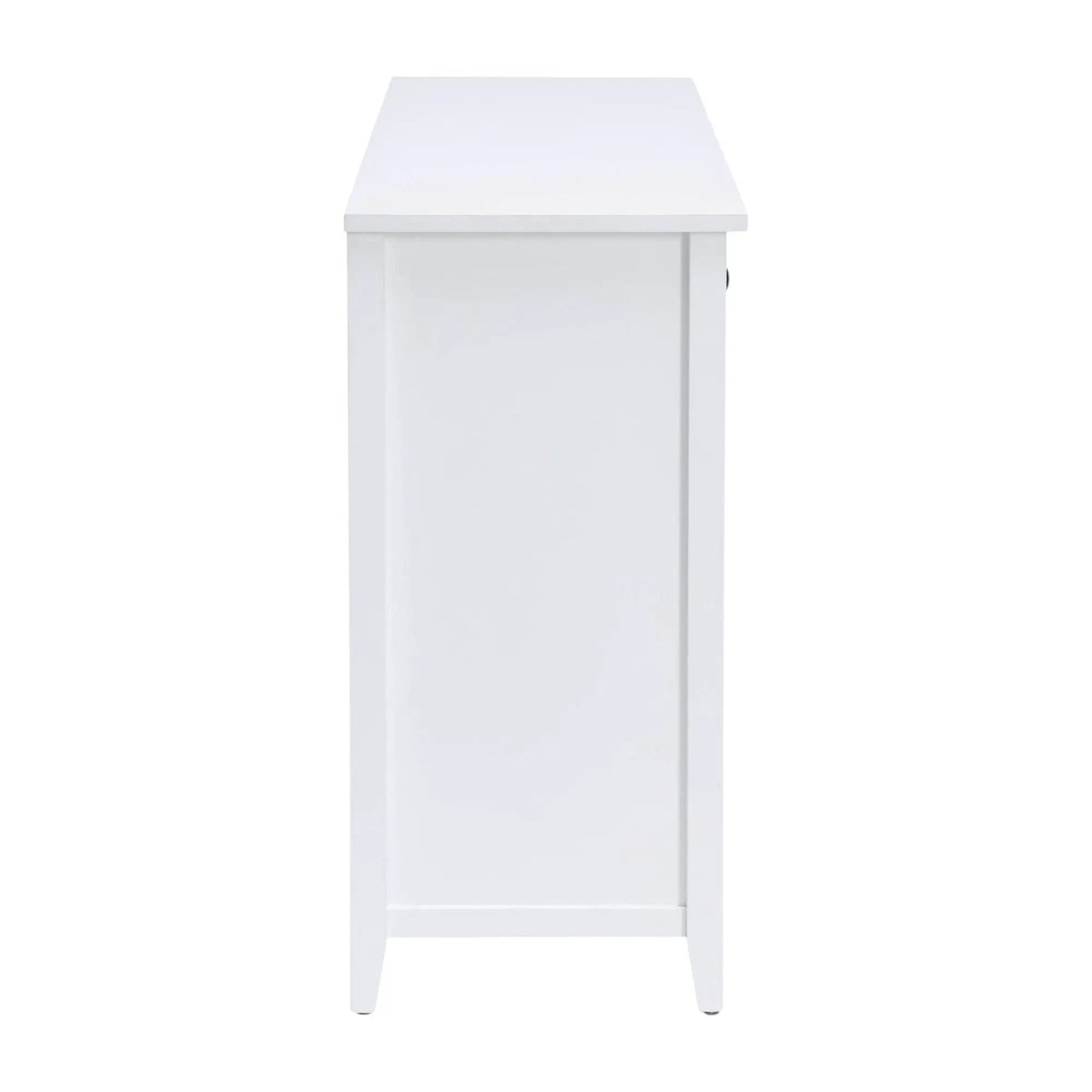 Flavius console cabinet, white tall slim sideboard with panel door and round knob on Tampa Home & Garden Store