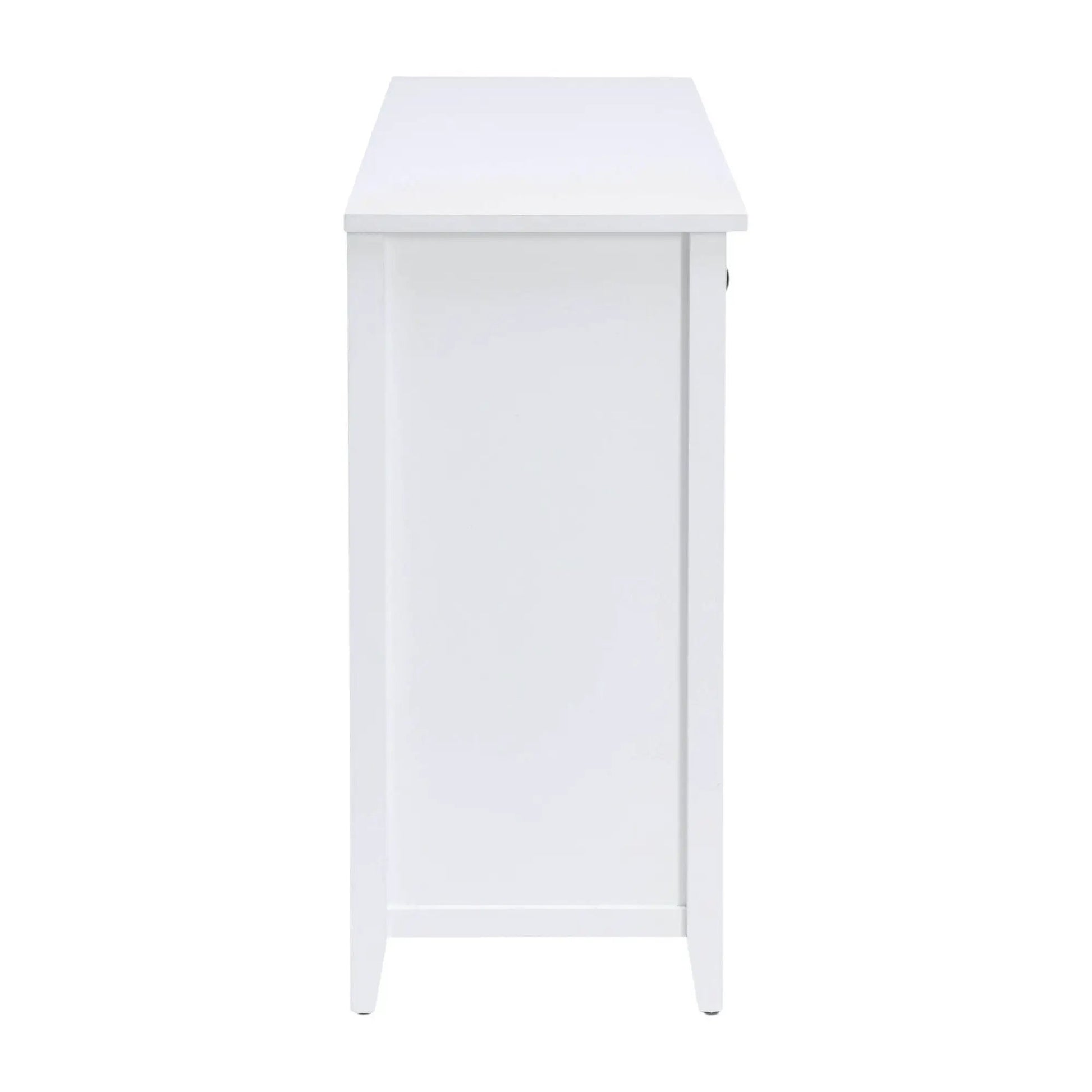 Flavius console cabinet, white tall slim sideboard with panel door and round knob on Tampa Home & Garden Store