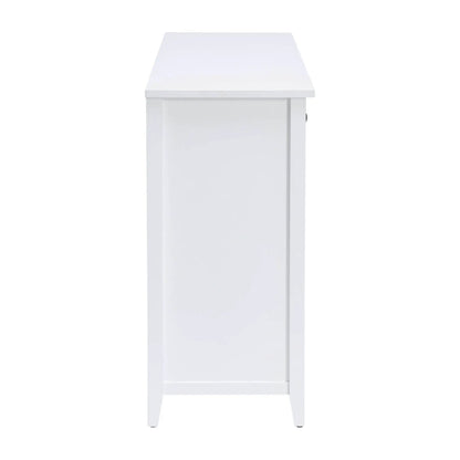 Flavius console cabinet, white tall slim sideboard with panel door and round knob on Tampa Home & Garden Store