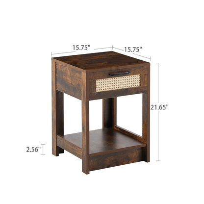 Rattan End Table With Drawer and Nightstand