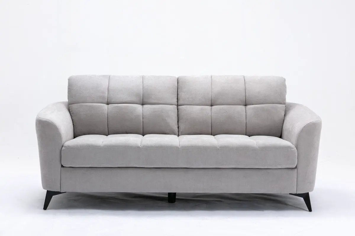 Callie - Woven Fabric Sofa 3-seat, tufted back, black angled legs by Unique Piece Furniture on Tampa Home & Garden Store