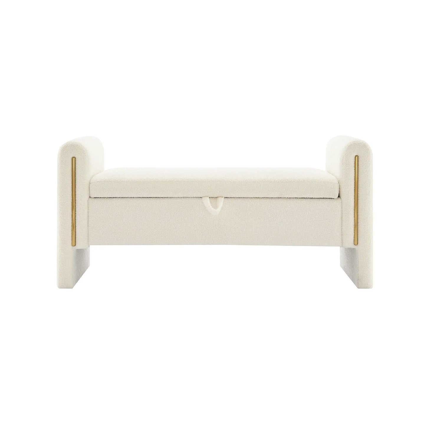 Bed end bench by Unique Piece Furniture, teddy upholstered cream bench with arms and storage on Tampa Home & Garden Store