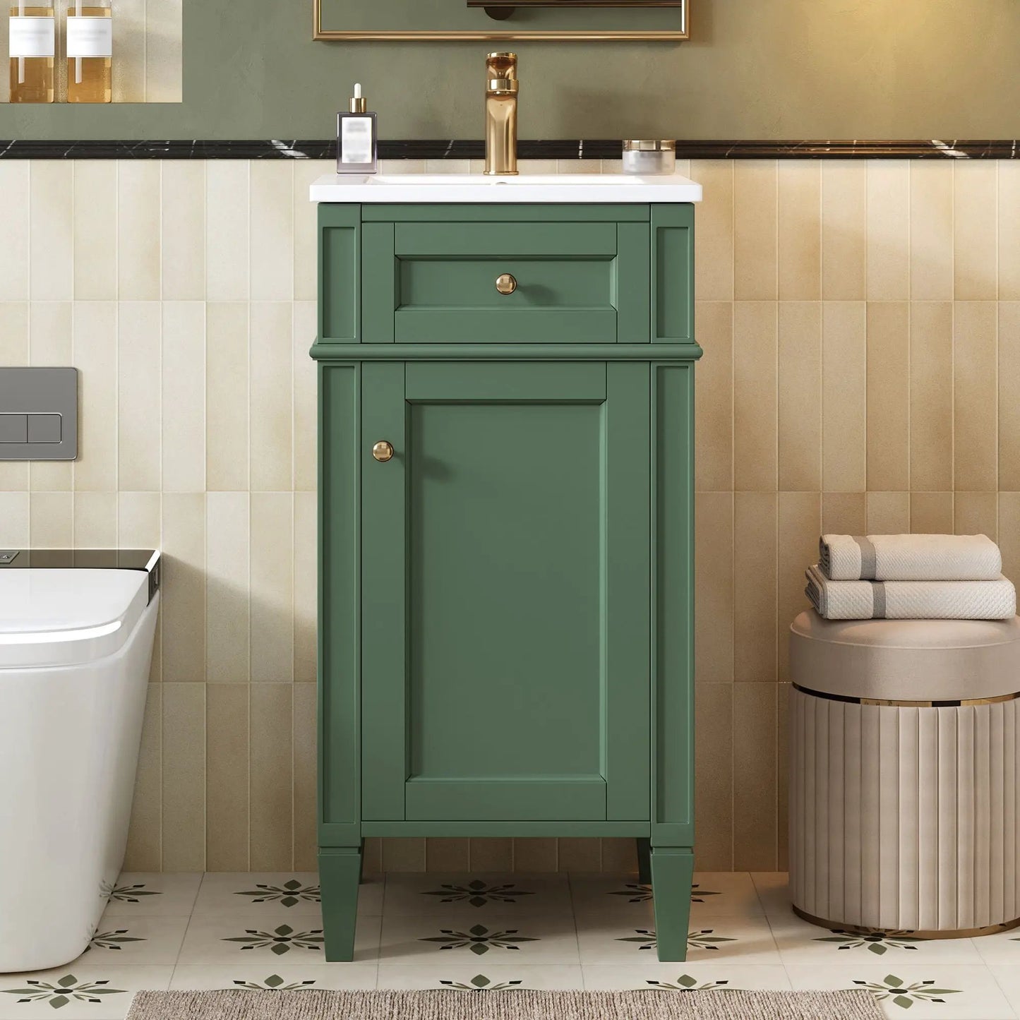 French Style Vanity With Sink and Solid Wood Legs
