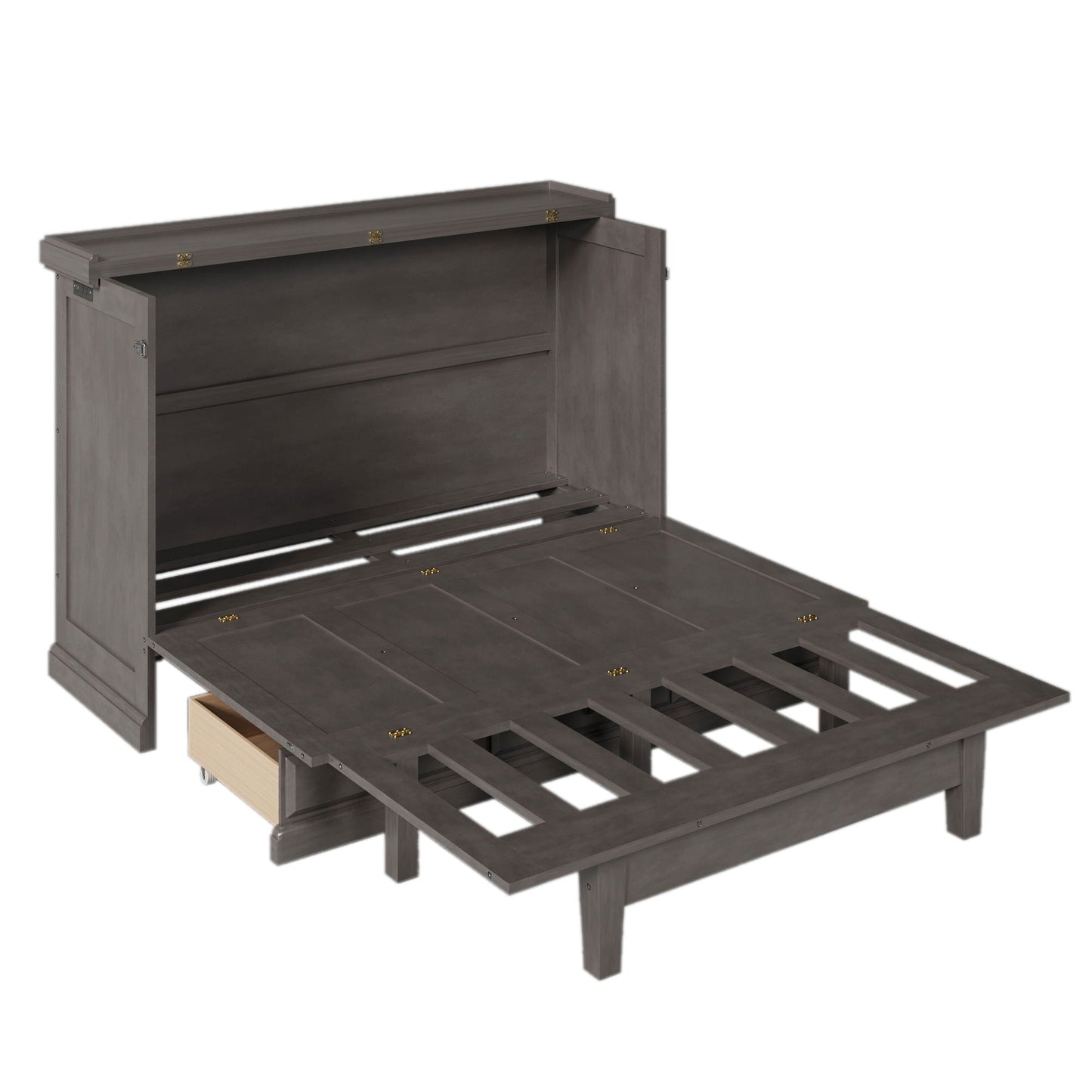 Murphy bed chest cube cabinet with charging station and large storage drawer, dark gray wood on Tampa Home & Garden Store