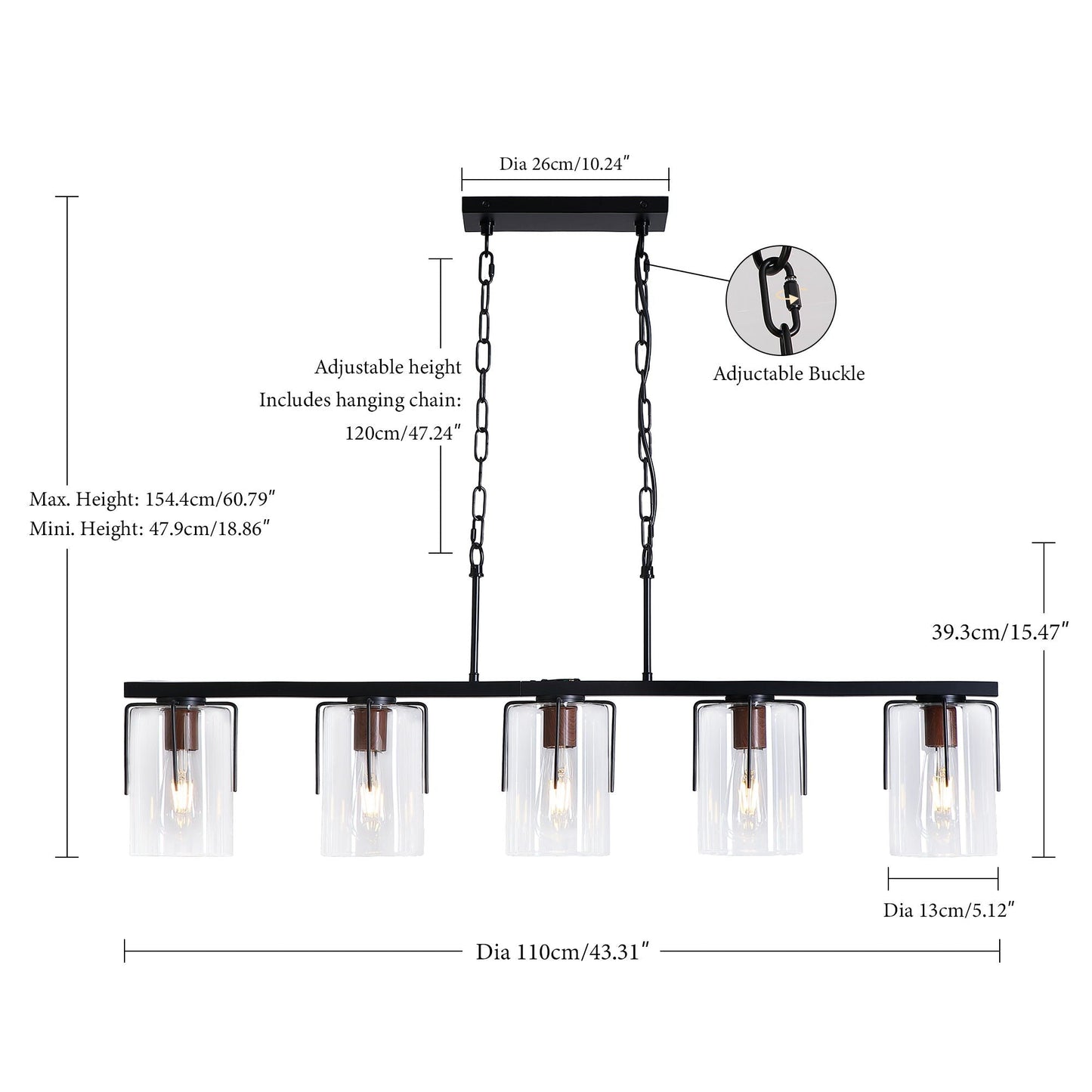 Adjustable Pendant Lighting with Wood Grain