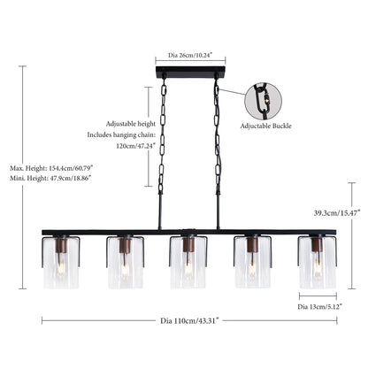 Adjustable Pendant Lighting with Wood Grain