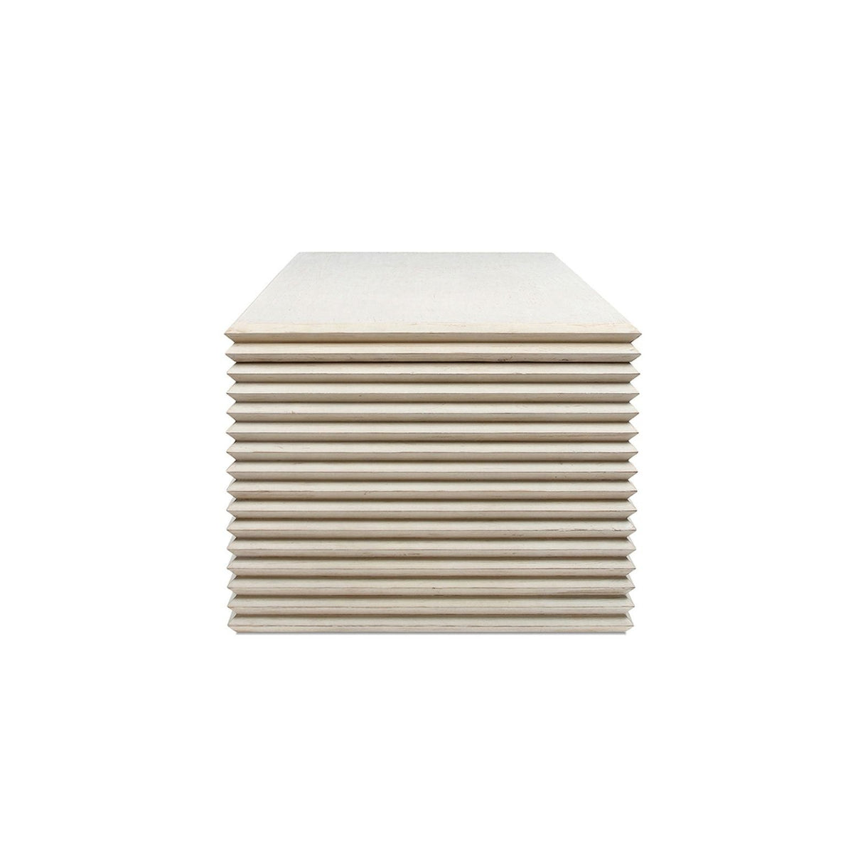 Geometric Waterfall Dining Table white top with sculptural stacked-plywood base on Tampa Home & Garden Store